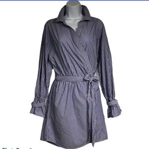 Express Blue & White Striped Shirt Dress Size Med
